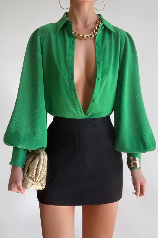 FLEETWOOD BLOUSE - GREEN Stylish Wrap Blouse