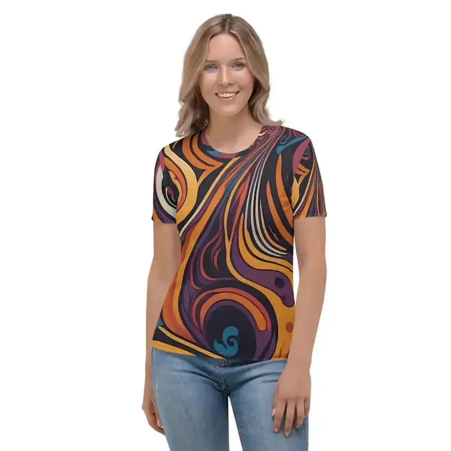 Artistic flair: women’s t-shirt-- Asymmetrical Pockets Print