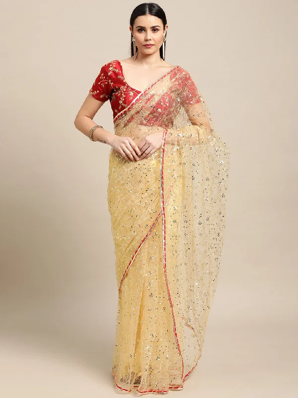 Jyoti Fashion Women's White Net Embroidered Designer Saree with Blouse Ruffled Neck Blouse Jyoti Fashion Women's White Net Embroidered Designer Saree with Blouse Ruffled Neck Blouse