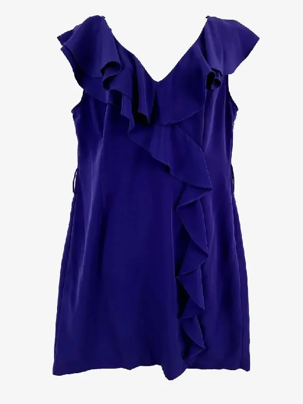 Wayne Cooper Indigo Ruffle Mini Dress Size 14 Stylish Button-Down Mini Dress