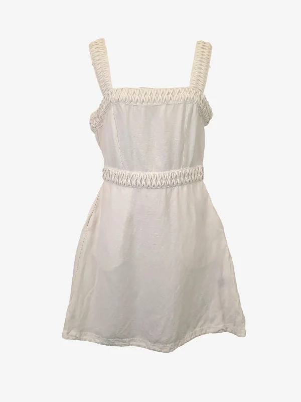 Oxford Classic Trimmed  A-line Mini Dress Size 8 Chic Puff Sleeve Mini Dress