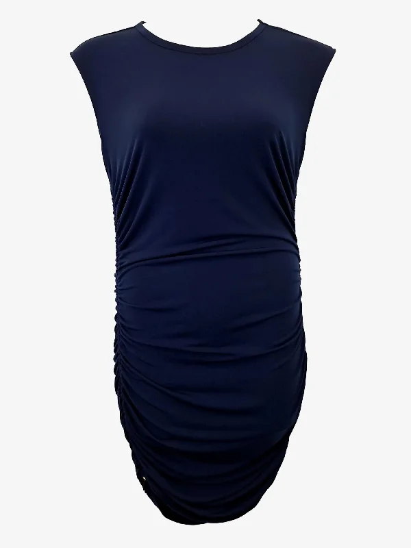 Michael Kors Timeless Ruched Mini Dress Size L Chic Pleated Mini Dress