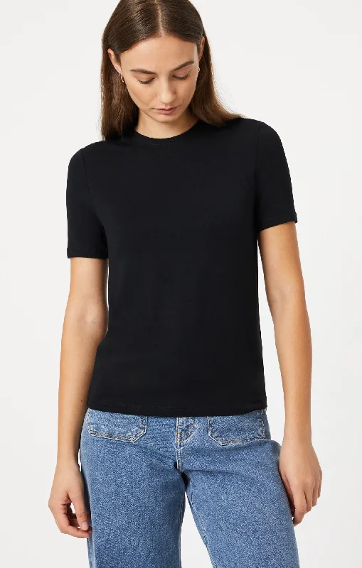 LUXE CREW NECK T-SHIRT IN BLACK -- Basic T-Shirt Crew Neck Short Sleeve