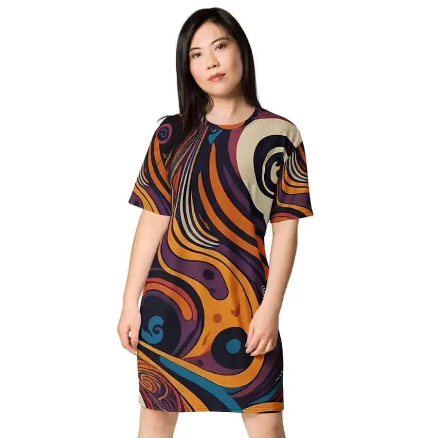 Artistic flair women’s t-shirt dress-- Plaid T-Shirt Polka Dot Checkered