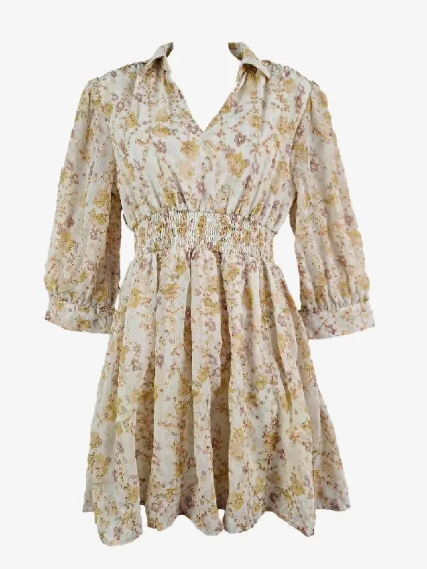 Assorted Brands Golden Broderie Floral Mini Dress Size XS Stylish Plaid Mini Dress