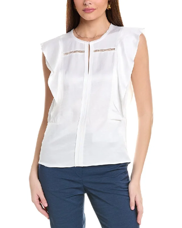 Hugo Boss Bileina Linen-Blend Blouse Feminine Puff Blouse