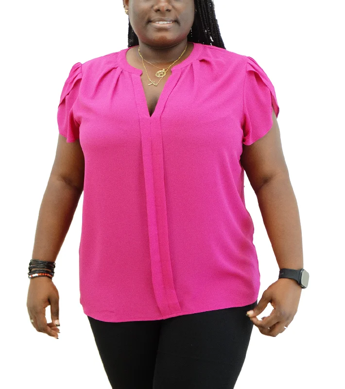 2405XM23106, DNA Couture Women's S/Slv Blouse - Fuchsia - M1-M3 (Mama) Bell Sleeve Blouse 2405XM23106, DNA Couture Women's S/Slv Blouse - Fuchsia - M1-M3 (Mama) Bell Sleeve Blouse