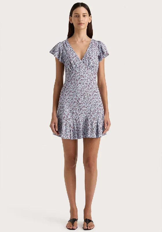Alba Mini Dress - Amaryllis Floral Comfortable Smocked Mini Dress
