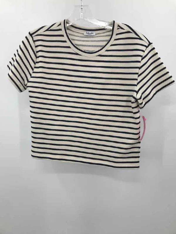 Pre-Owned Splendid Ivory Size XS Stripe T-shirt-- Real Fur Shearling Chenille