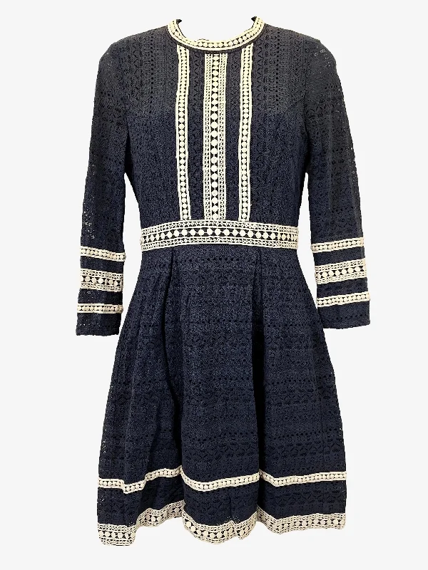 Review Embroidered 3/4 Sleeve Mini Dress Size 8 Stylish Puff Sleeve Mini Dress