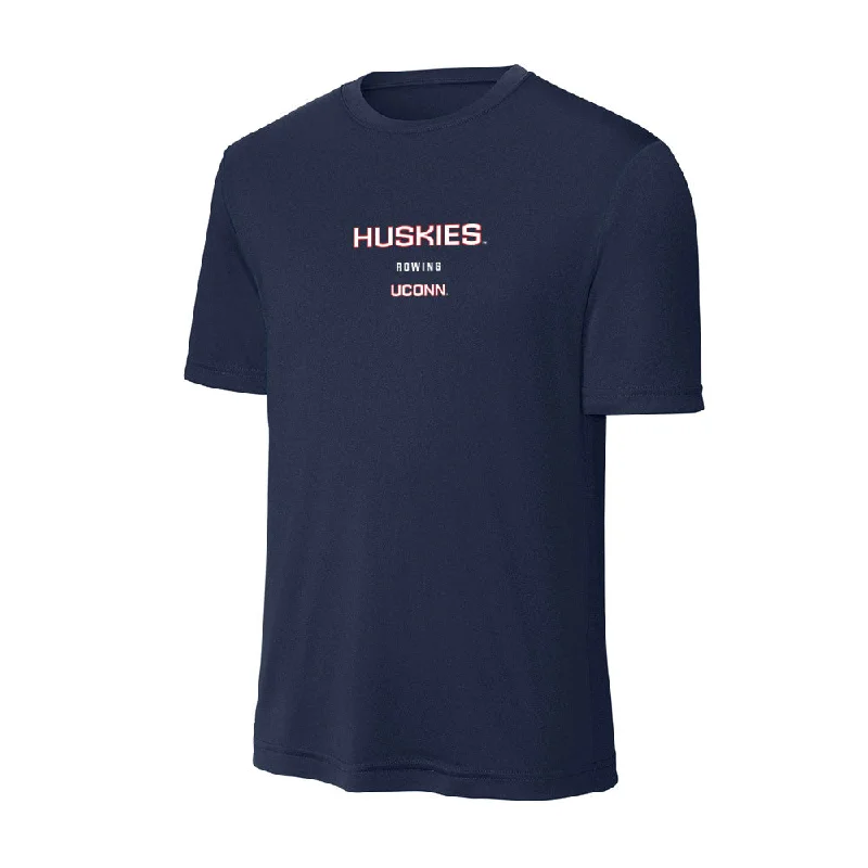 UConn - NCAA Women's Rowing : Emily Rossmeisl - Activewear T-Shirt-- Welt Pockets Slit Pockets Flap Pockets UConn - NCAA Women's Rowing : Emily Rossmeisl - Activewear T-Shirt-- Welt Pockets Slit Pockets Flap Pockets