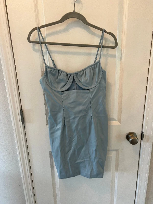 Faux Leather Bustier Mini Dress Women’s Size Large Baby Blue Trendy Cut-Out Mini Dress Faux Leather Bustier Mini Dress Women’s Size Large Baby Blue Trendy Cut-Out Mini Dress
