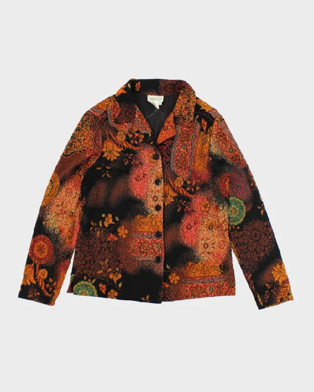 Vintage 90s Coldwater Creek Pattern Blouse - S Textured Cotton Blouse
