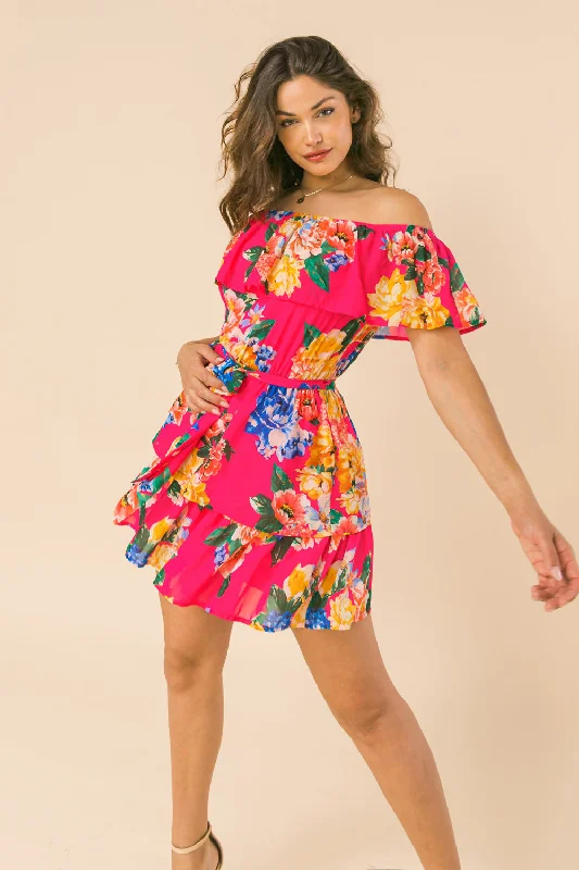 SUNDAY DRIVES WOVEN MINI DRESS Classic Floral Print Mini Dress