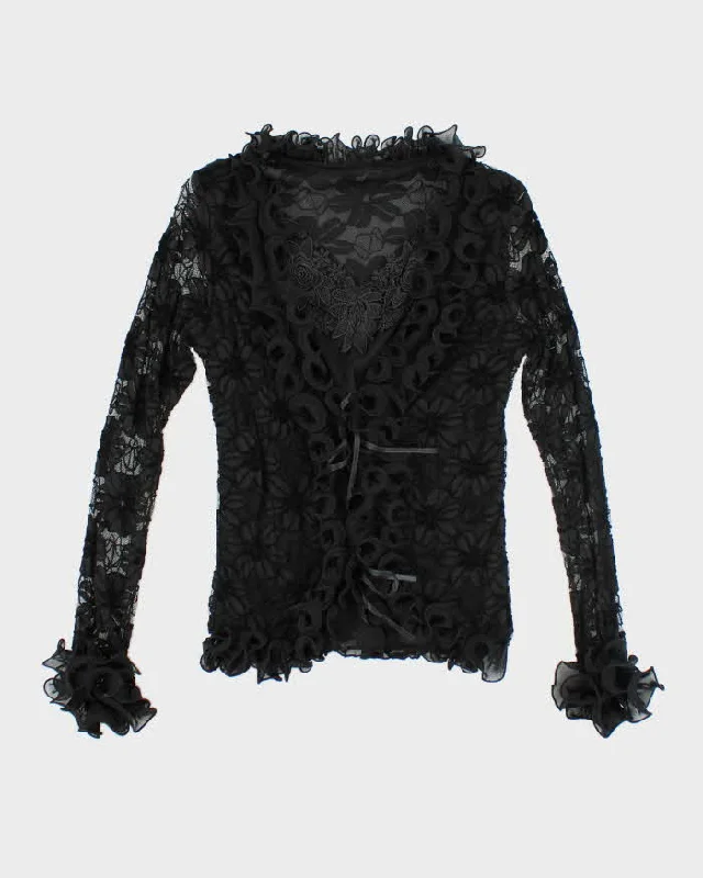 Vintage 90s Cami & Lace Long Sleeve Ruffle Blouse - M Smart Business Blouse