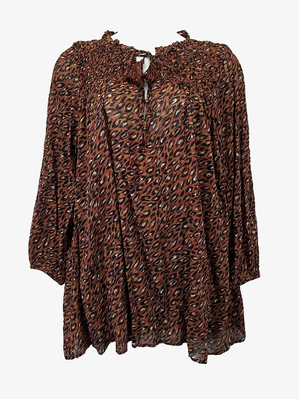 Auguste Staple Leopard Tie Neck Mini Dress Size XL Cozy Knit Mini Dress