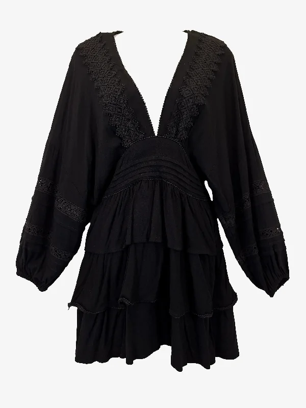 Piper Balloon Sleeve Boho Mini Dress Size 8 Cozy Cotton Mini Dress