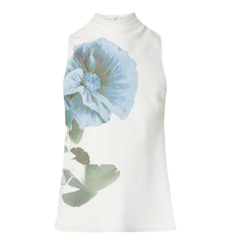 Ted Baker Women's Setsuko Cowl Neck Sleeveless Blouse, White Elegant Silk Blouse