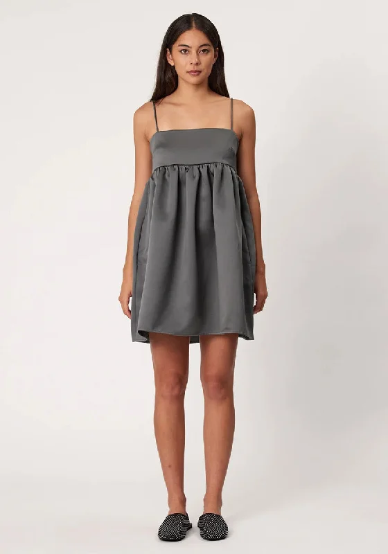Sydney Mini Dress - Smoke Trendy Button-Detail Mini Dress