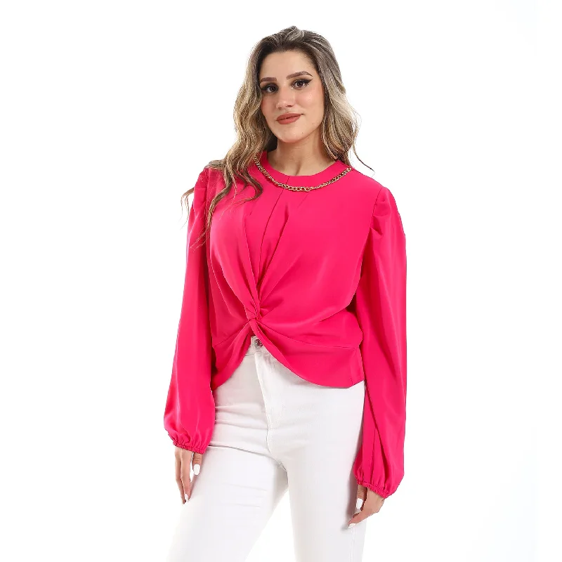 Twisted Stomach Plain Blouse (2984) - Mr Joe Side Tie Blouse
