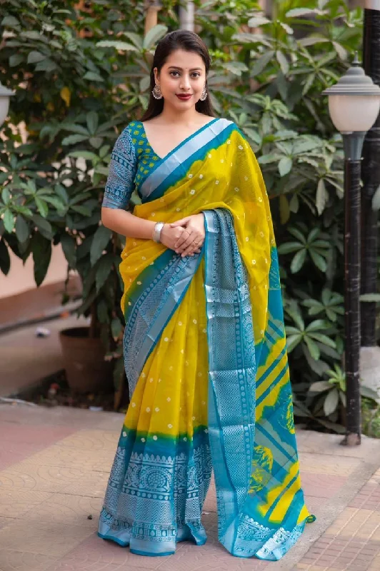 Yellow Jute Silk Ethnic Motifs Saree with Unstitched Blouse - A2M Cotton Casual Blouse Yellow Jute Silk Ethnic Motifs Saree with Unstitched Blouse - A2M Cotton Casual Blouse