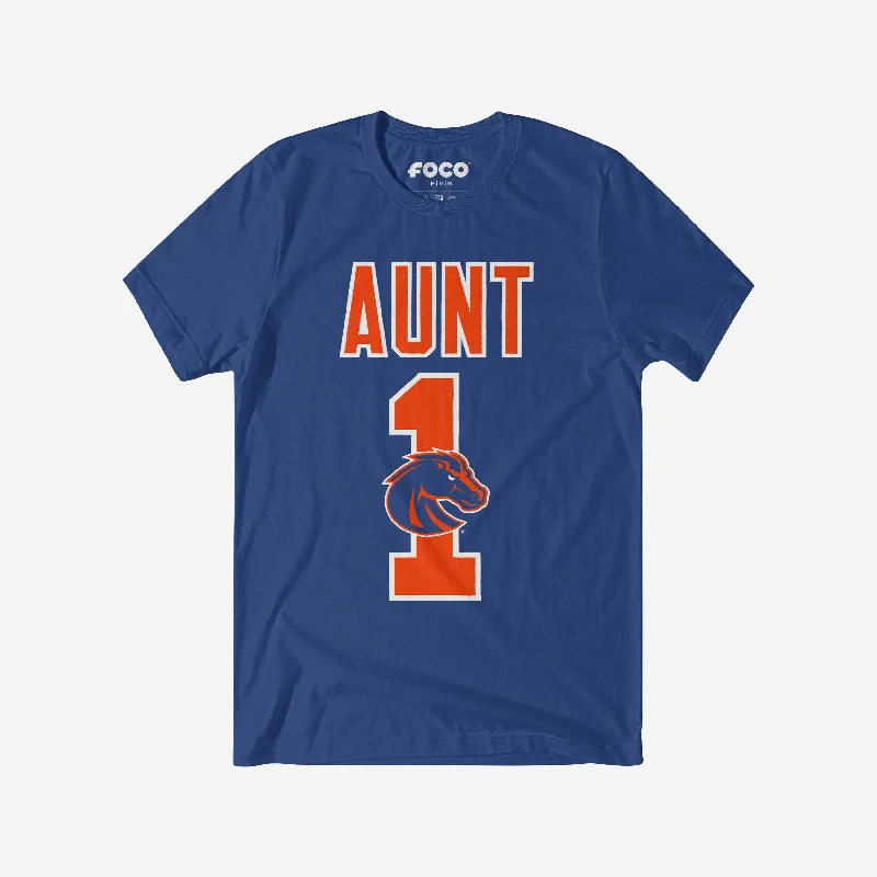 Boise State Broncos Number 1 Aunt T-Shirt-- Zippered Front Buttoned Front Snap Front Boise State Broncos Number 1 Aunt T-Shirt-- Zippered Front Buttoned Front Snap Front