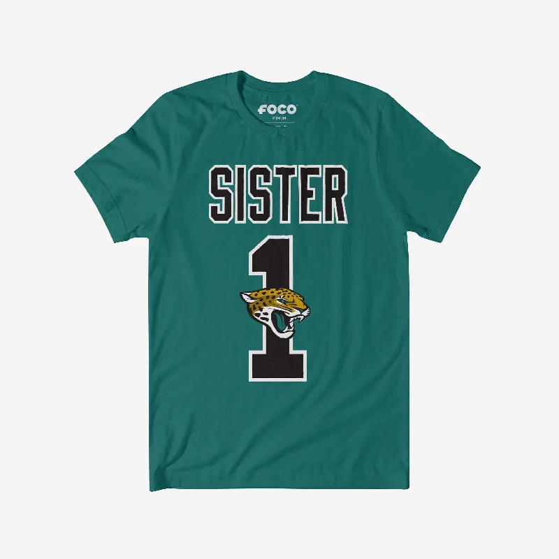 Jacksonville Jaguars Number 1 Sister T-Shirt-- Chenille Blend Fleece Blend Nylon Blend Jacksonville Jaguars Number 1 Sister T-Shirt-- Chenille Blend Fleece Blend Nylon Blend