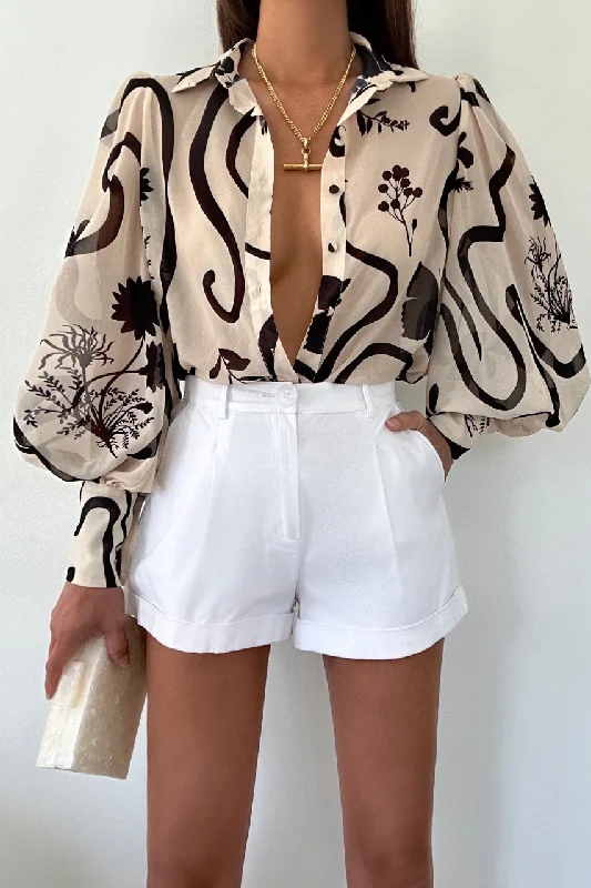FLEETWOOD BLOUSE - LEO SAND Balloon Sleeve Blouse