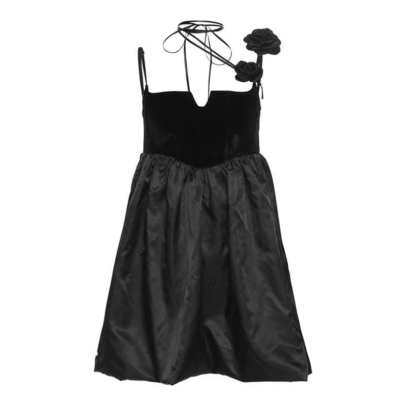 BerryBetty - Solid notch neck flower applique ruched backless mini dress Stylish Sweetheart Neck Mini Dress BerryBetty - Solid notch neck flower applique ruched backless mini dress Stylish Sweetheart Neck Mini Dress
