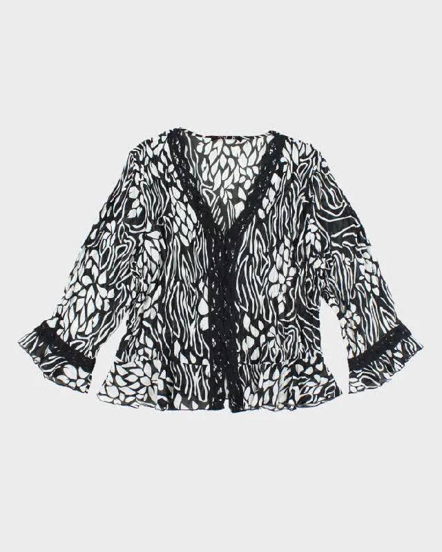 Y2k 00s Violet & Claire Pattern Mesh Blouse - XL Romantic Lace Blouse