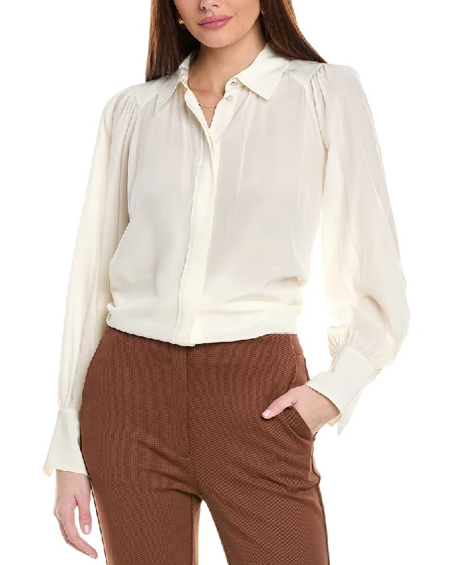 Hugo Boss Beatana Silk Blouse Pleated Collar Blouse