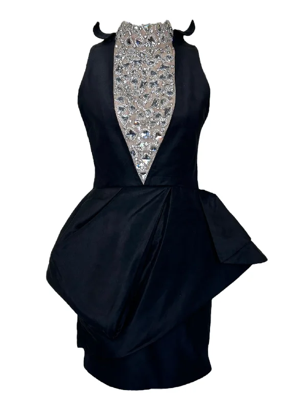 Liliane Romi Black Cocktail Dress with Stunning Rhinestone Neckline Tunics Hiking breathable