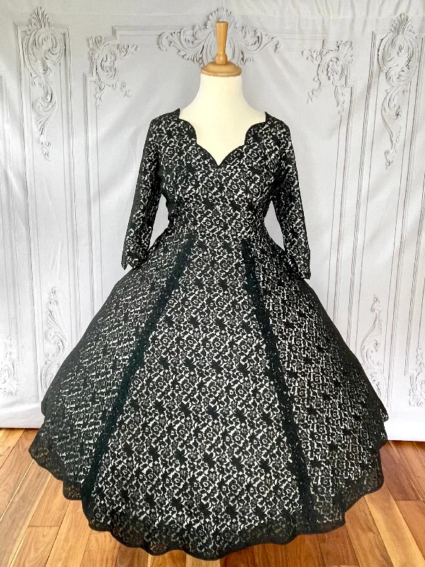 1950s Lace Illusion Cocktail Party Dress Tunics Leisure comfortable