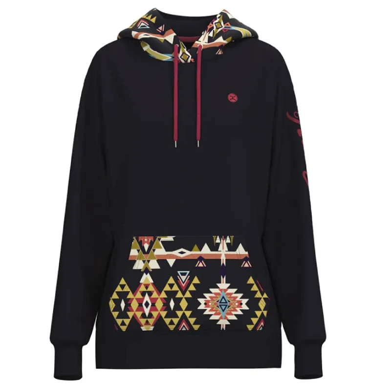 Hooey Women's Navy Aztec Hoodie Oversized Hoodie Comfort Casual