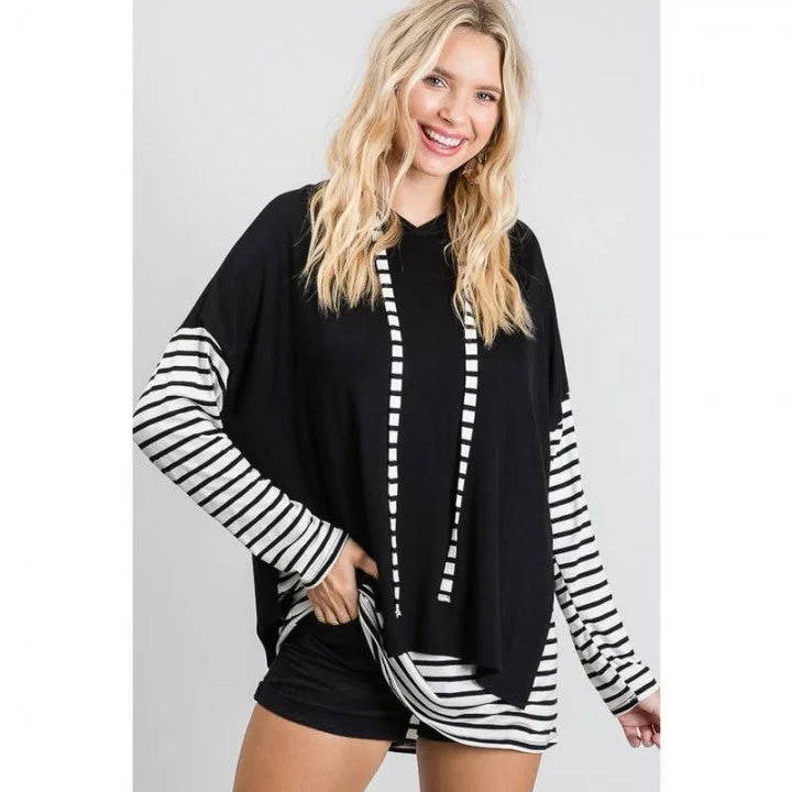 Black & White Double Layer Hoodie Top {Jade by Jane} Hoodie with Sequins Glamorous Eye-catching Black & White Double Layer Hoodie Top {Jade by Jane} Hoodie with Sequins Glamorous Eye-catching