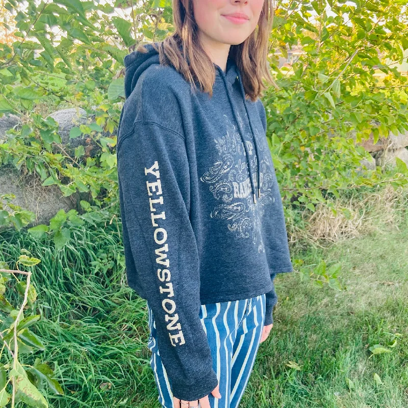 Wrangler Yellowstone Women's Ranch Hand Crop Hoodie Hoodie with Button Placket Classic Preppy Wrangler Yellowstone Women's Ranch Hand Crop Hoodie Hoodie with Button Placket Classic Preppy
