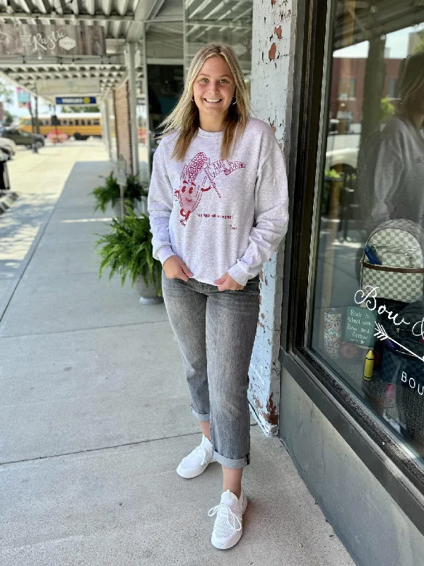 Vintage Corn Man Game Day Sweatshirt Hoodie with Bell Sleeves Flared Feminine