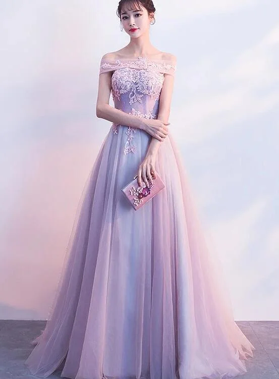 Charming Lilac Tulle Prom Dress ,A-line Party Dress Tunics Luxurious premium