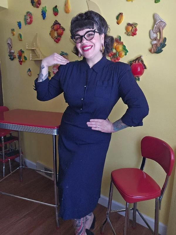 XL Vintage 1940's AS IS Navy Blue Striped Dress Tunics Chinos classic