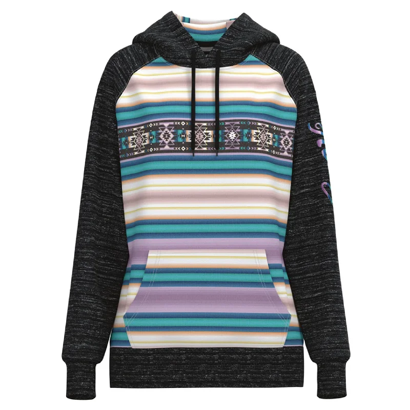 Hooey Ladies Serape Hoodie With Black Sleeves Hoodie with Back Slit Movement Comfort Hooey Ladies Serape Hoodie With Black Sleeves Hoodie with Back Slit Movement Comfort