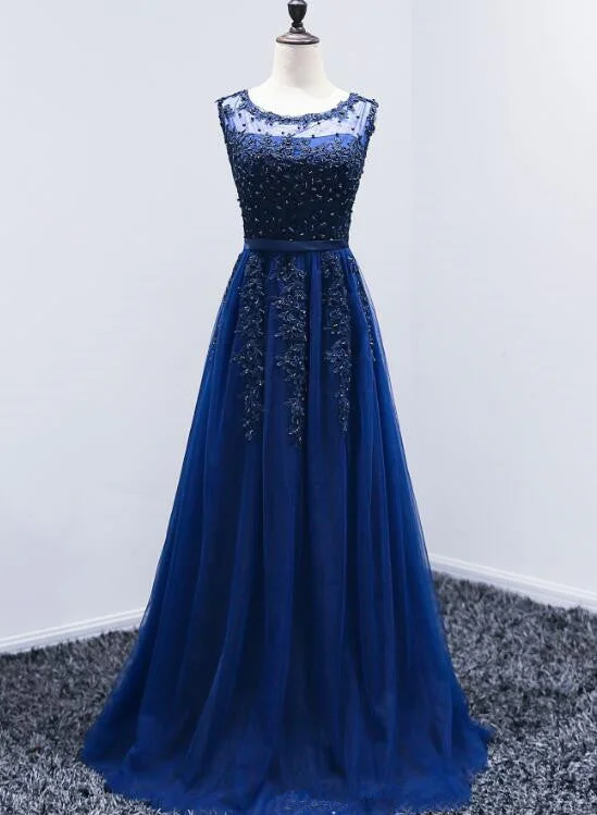 Beautiful Tulle Round Neckline Long Prom Dress, Beautiful Party Dress Tunics Sophisticated sleek Beautiful Tulle Round Neckline Long Prom Dress, Beautiful Party Dress Tunics Sophisticated sleek