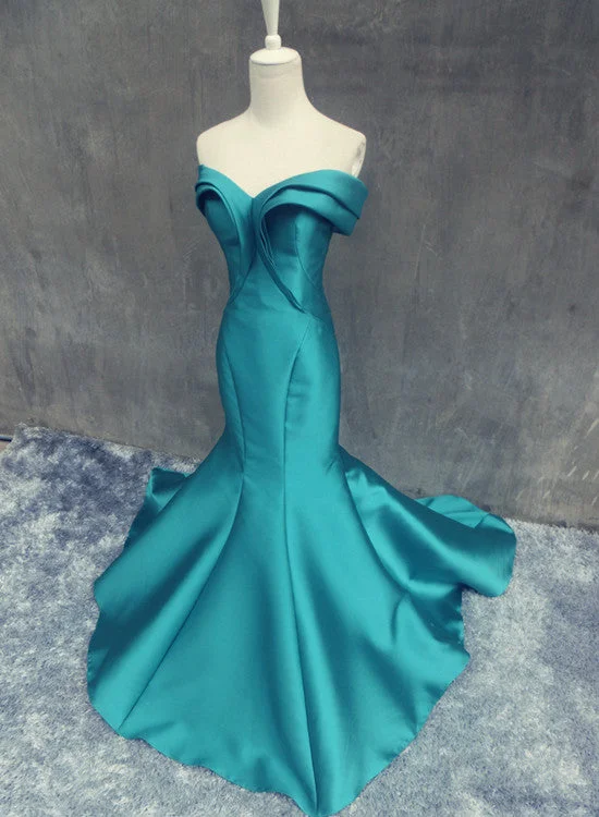 Beautiful Satin Mermaid Prom Dress, Off the Shoulder Long Party Dress Tunics Distressed trendy Beautiful Satin Mermaid Prom Dress, Off the Shoulder Long Party Dress Tunics Distressed trendy