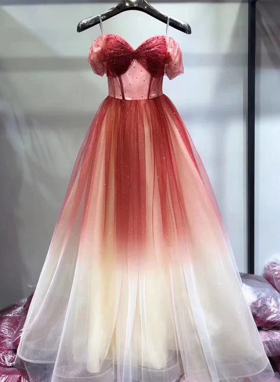 Beautiful Gradient Long Tulle Sweetheart Party Dress, Lovely Formal Dress Tunics Top rated Beautiful Gradient Long Tulle Sweetheart Party Dress, Lovely Formal Dress Tunics Top rated