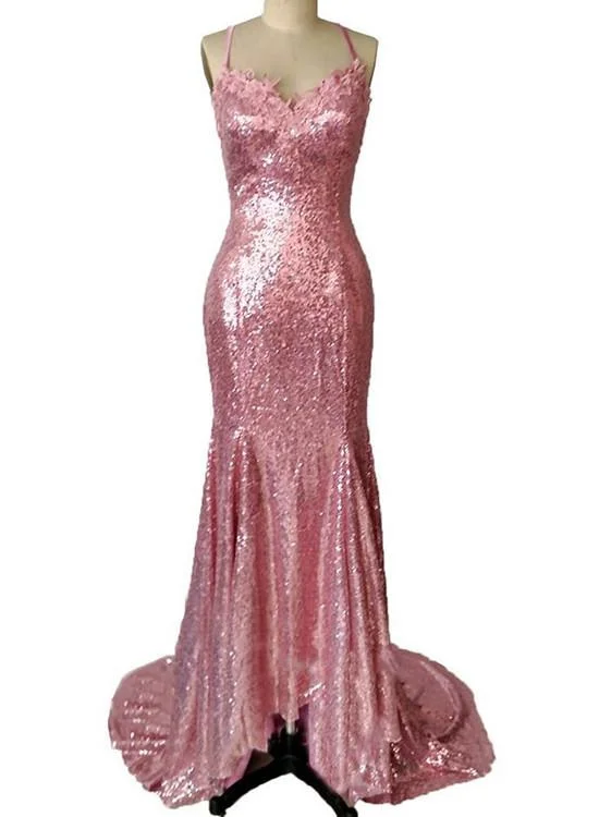 Charming Pink Sequins Long Party Dress, Sexy Women Party Dress Tunics Practical durable Charming Pink Sequins Long Party Dress, Sexy Women Party Dress Tunics Practical durable
