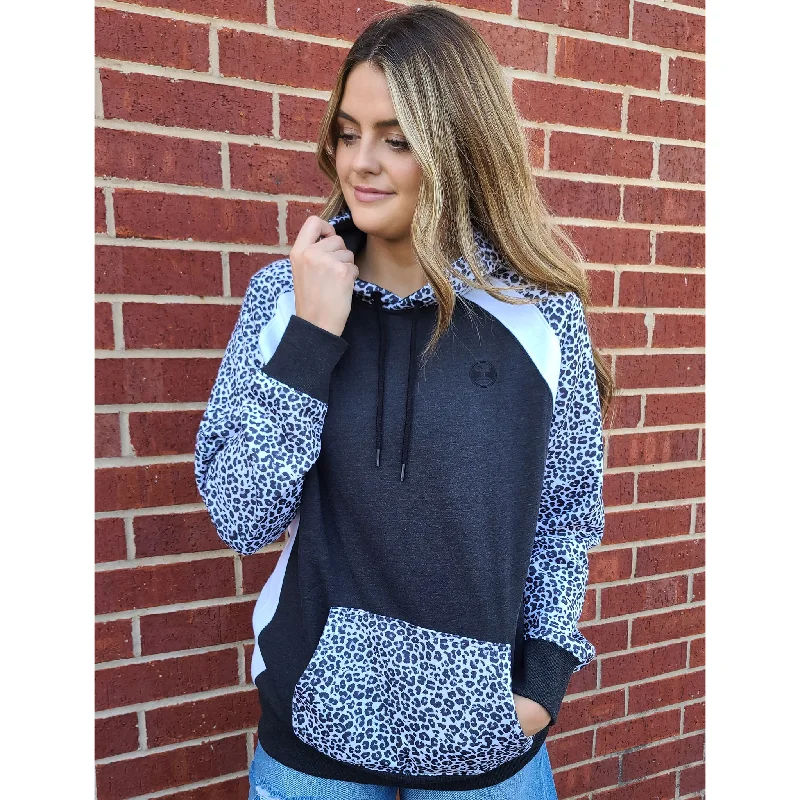 Hooey Women's Savannah Black & White Cheetah Hoodie Hoodie with Toggle Buttons Decorative Unique Hooey Women's Savannah Black & White Cheetah Hoodie Hoodie with Toggle Buttons Decorative Unique
