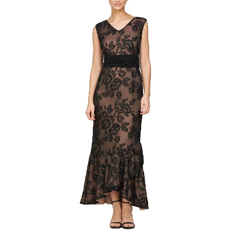 Emily Womens Embroidered Hi-Low Evening Dress Tunics Silk luxurious