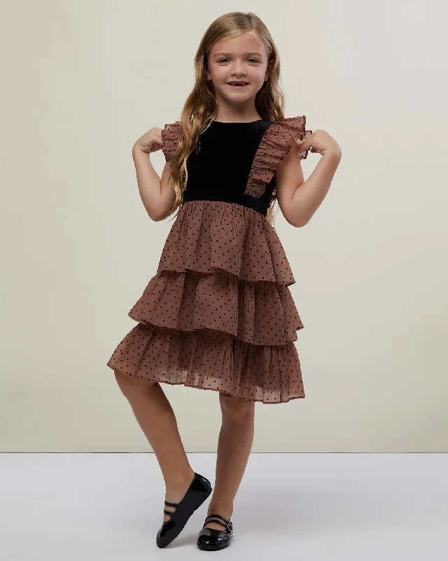 Girls Ruffle Tiered Dress sweetheart Neckline Romantic