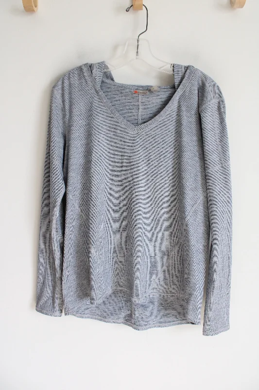 Zella Gray Striped Hoodie | M Hoodie with Mesh Breathable Sporty