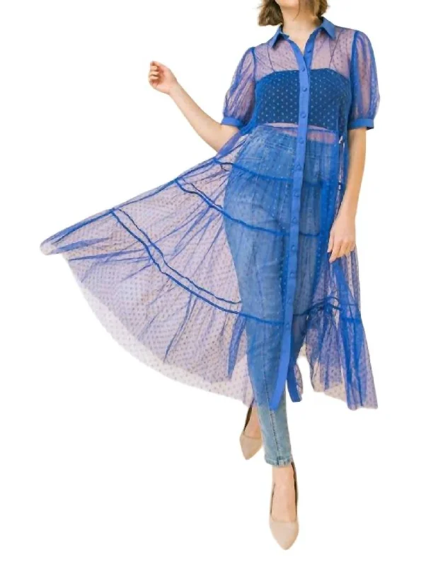 Moon Sheer Top/dress In Blue Tunics Bridal satin