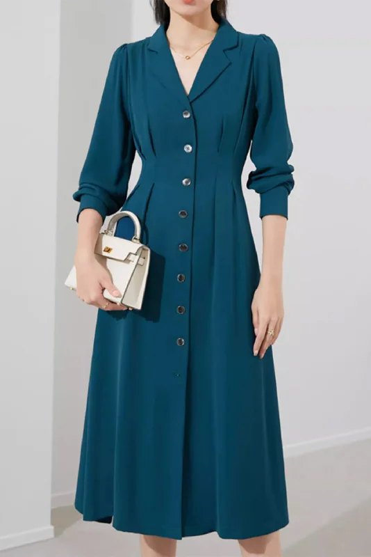 Button up long sleeves spring dresses women 4878 Tunics Velvet soft